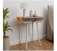 Table de chevet haute sur pied, table de chevet moderne en bois, table d'appoint de salon avec rangement, détails en laiton doré (cerise)