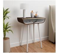 Table de chevet haute sur pied, table de chevet moderne en bois, table d'appoint de salon avec rangement, détails en laiton doré (wengé)