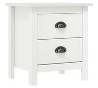 Table de chevet Hill Blanc 46x35x49,5 cm Bois de pin solide Blanc G