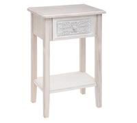 Atmosphera Table de chevet Hina – 1 tiroir bois blanc – H 67,5 cm