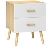 HOMCOM Table de Chevet, Table de Nuit avec 2 tiroirs, Style Moderne, pour Chambre à Coucher, Salon, 40 x 40 x 50 cm, chêne