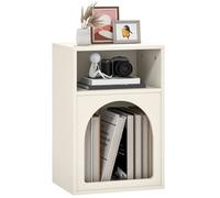 Table de chevet - HOMCOM - compartiments ouverts - design arqué - MDF - 40 x 30 x 60 cm - crème
