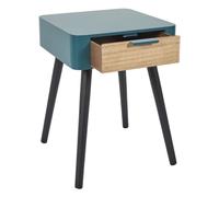 Table De Chevet - Home Deco Factory - 1 Tiroir - Bois - Bleu Canard - H48 X L35 X P40 Cm