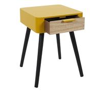 Home Deco Factory – Table de chevet – 1 tiroir – bois – jaune