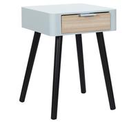HOME DECO FACTORY, HD7465, Table de Chevet 1 Tiroir en Bois Bicolore, Design Moderne et Pratique, Idéal pour Chambre, Dimensions 35x40x48 cm, Couleur Gris et Bois Brut