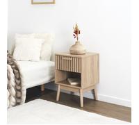 Home Deco Factory - Table de chevet Klaus - Bois brut, tiroir, 40x35x55 cm, marron