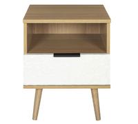 Home Deco Factory Table de chevet HD7146 – scandinave, tiroir en bois, 40×49×35 cm, Blanc