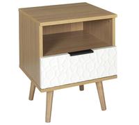 Table De Chevet - Home Deco Factory - Sven - Marron Et Blanc - H49 X L40 X P35 Cm