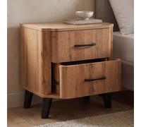 Table de chevet HWC-P42, commode de chevet, 2 tiroirs, MDF, 50 x 48 x 40 cm aspect chêne Wotan
