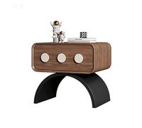 Table de Chevet incurvée d'inspiration Vintage avec tiroir de Rangement, Meuble décoratif idéal pour l'organisation d'une Chambre d'adolescent(Walnut,(16 * 16 * 19in))