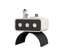 Table de Chevet incurvée d'inspiration Vintage avec tiroir de Rangement, Meuble décoratif idéal pour l'organisation d'une Chambre d'adolescent(White,(16 * 16 * 19in))