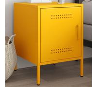 Table de Chevet Industrielle, 2 Tiroirs de Rangement, Acier Robust, Design Moderne, Commode Chambre Multifonction, Meuble de Rangement Pratique, Jaune Moutarde, Dimensions 36 x 39 x 50.5 cm