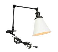 Table de Chevet Industrielle à 1 lumière avec Bras Flexible, Cordon enfichable de 8,2 Pieds, Lampe à Pince décorative pour Bureau, Maison, bibliothèque, Chevet, Finition Blanche