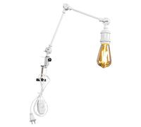 Table de Chevet Industrielle à Clipser en Fer à 1 lumière avec Bras Flexible, Cordon enfichable de 8,2 Pieds, Lampe à Pince décorative pour Bureau, Maison, bibliothèque, Chevet, E26 Sokcet, Blanc