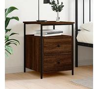 Table de Chevet Industrielle en Chêne Brun avec Grand Tiroir, 44x45x60 cm, Bois d'Ingénierie Durable et Cadre en Fer, Idéale pour Chambre à Coucher et Salon, Pieds Réglables pour Sol Inégal