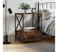 Table de Chevet Industrielle en Chêne Fumé 50x41x65 cm avec Grand Tiroir, Bois d'Ingénierie Durable et Pieds Réglables pour Chambre à Coucher Moderne et Salon, Meuble de Rangement Élégant