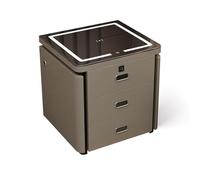 Table de chevet intelligente à chargement sans fil avec verrou d'empreintes digitales et haut-parleur, table de chevet moderne en bois massif pour chambre à coucher