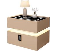 Table de chevet intelligente à chargement sans fil avec verrouillage par mot de passe, table de chevet flottante moderne avec tiroirs de rangement, table d'appoint élégante pour chambre et d