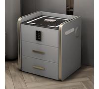 Table De Chevet Intelligente avec Chaîne Stéréo, Table De Chevet De Chambre avec Serrure à Combinaison, Table D’appoint Moderne avec Charge sans Fil, Light Fog Gray_15*16 * 20in, Left
