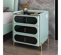 Table de chevet intelligente avec chargement sans fil, haut-parleur Bluetooth, lumières LED, serrure à combinaison, port USB, table de chevet multifonction pour chambre à coucher et salon