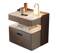 Table de chevet intelligente avec chargement sans fil, lumières LED 3 couleurs, 2 tiroirs, verrouillage par mot de passe, table de chevet élégante en bois, table d'appoint moderne pour rangement de