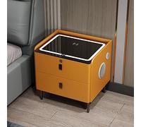 Table de chevet intelligente avec chargement sans fil, lumières LED, verrouillage d'empreintes digitales, haut-parleur Bluetooth, 2 tiroirs de rangement pour chambre à coucher ou salon