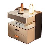 Table de chevet intelligente avec chargement sans fil - Table de chevet élégante avec lumières LED, 2 tiroirs, serrure à mot de passe, armoire en bois