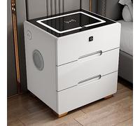 Table de chevet intelligente avec chargement sans fil, verrouillage d'empreintes digitales, haut-parleur Bluetooth et rangement pour chambre à coucher et salon