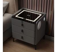 Table de chevet intelligente avec chargement USB, chargement sans fil, haut-parleur Bluetooth, verrouillage d'empreintes digitales, éclairage LED pour une chambre moderne et pratique