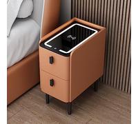 Table de chevet intelligente avec chargement USB et sans fil, verrouillage d'empreintes digitales, haut-parleur Bluetooth et éclairage multicolore pour l'organisation de la chambre à coucher et du