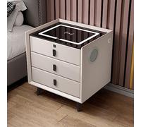 Table de chevet intelligente avec chargement USB et sans fil, verrouillage d'empreintes digitales, haut-parleur Bluetooth et éclairage multicolore pour l'organisation de la chambre à coucher et du