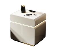 Table de chevet intelligente avec chargement USB LED sans fil Finrprint Lock Hidden Safe Bois massif Der Table de chevet moderne pour maisons averties de technologie