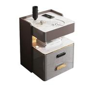 Table de chevet intelligente avec chargeur sans fil, verrouillage d'empreintes digitales, capteur de lumière et haut-parleur Bluetooth pour chambre à coucher et salon