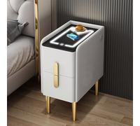 Table de chevet intelligente avec coffre-fort caché et chargement USB, table de chevet moderne avec station de charge, lumière tricolore et grand espace de rangement