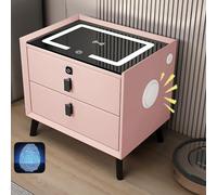 Table de chevet intelligente avec haut-parleur Bluetooth Station de charge sans fil 2 ports USB Lumières LED Rose Armoire audio multifonction avec 2 tiroirs