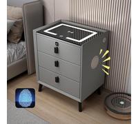 Table de chevet intelligente avec haut-parleur Bluetooth, station de charge sans fil, lumières LED, 2 ports USB, armoire audio multifonctionnelle, 2 tiroirs, idéale pour chambre à coucher ou salon