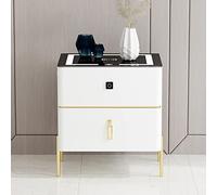 Table de chevet intelligente avec LED, station de charge sans fil, port USB, haut-parleur Bluetooth, design moderne pour chambre à coucher, salle à manger, bureau - Finition couleur élégante