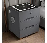 Table de chevet intelligente avec lumière LED, haut-parleur Bluetooth, chargement sans fil, verrouillage d'empreintes digitales et tiroirs de rangement pour l'organisation de la chambre à coucher