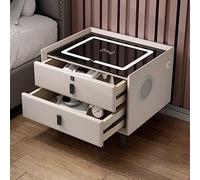 Table de chevet intelligente avec lumière LED, haut-parleur Bluetooth, chargement sans fil, verrouillage d'empreintes digitales et tiroirs de rangement pour l'organisation de la chambre à coucher