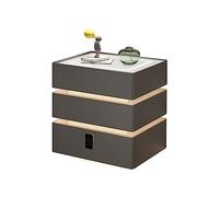 Table de chevet intelligente avec lumière LED, haut-parleur Bluetooth, chargement sans fil, verrouillage d'empreintes digitales et tiroirs de rangement pour l'organisation de la chambre à coucher