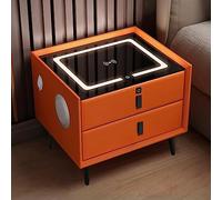 Table de chevet intelligente avec lumière LED, haut-parleur Bluetooth, chargement sans fil, verrouillage d'empreintes digitales et tiroirs de rangement pour l'organisation de la chambre à coucher