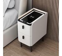 Table de chevet intelligente avec lumière LED, haut-parleur Bluetooth, chargement sans fil, verrouillage d'empreintes digitales et tiroirs de rangement pour l'organisation de la chambre à coucher