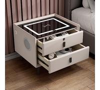 Table de chevet intelligente avec lumière LED, haut-parleur Bluetooth, chargement sans fil, verrouillage d'empreintes digitales et tiroirs de rangement pour l'organisation de la chambre à coucher