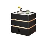 Table de chevet intelligente avec lumière LED, haut-parleur Bluetooth, chargement sans fil, verrouillage d'empreintes digitales et tiroirs de rangement pour l'organisation de la chambre à coucher