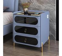 Table de chevet intelligente avec serrure à combinaison, chargement sans fil, lumières LED, port USB et haut-parleur Bluetooth pour chambre à coucher et salon