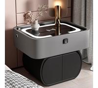 Table de chevet intelligente avec serrure à empreintes digitales, ports USB, haut-parleur LED - Station de charge et meubles de rangement pour chambre à coucher