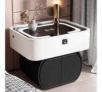 Table de chevet intelligente avec serrure à empreintes digitales, ports USB, haut-parleur LED - Station de charge et meubles de rangement pour chambre à coucher