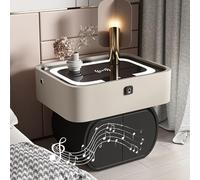Table de chevet intelligente avec serrure à empreintes digitales, ports USB, haut-parleur LED - Station de charge et meubles de rangement pour chambre à coucher