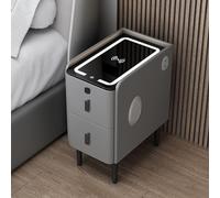 Table de chevet intelligente avec station de charge intégrée, éclairage LED, port USB, sécurité des empreintes digitales et haut-parleur Bluetooth pour chambres modernes