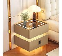 Table de chevet intelligente avec station de charge sans fil, 2 ports USB, serrure par mot de passe, 2 tiroirs pour salon ou chambre à coucher, design moderne de luxe